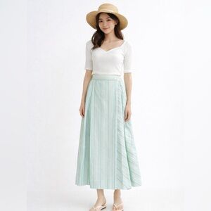 Borsa Donna Italy Linen Cotton Wrap Button Long Skirt EU42 US M